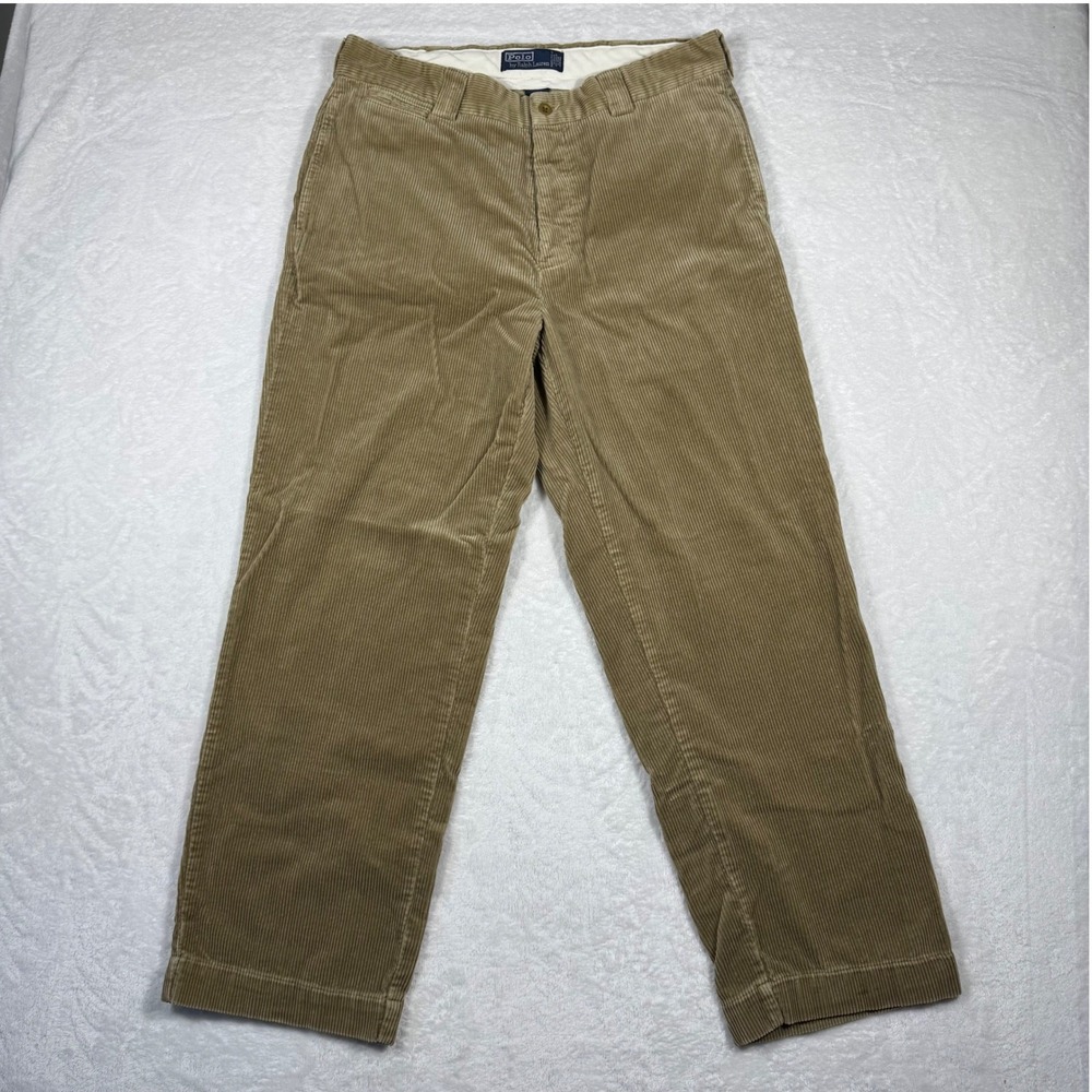 Polo Ralph Lauren Men's 35X30 Tan Corduroy Pants Straight Leg Wide Wale Brown